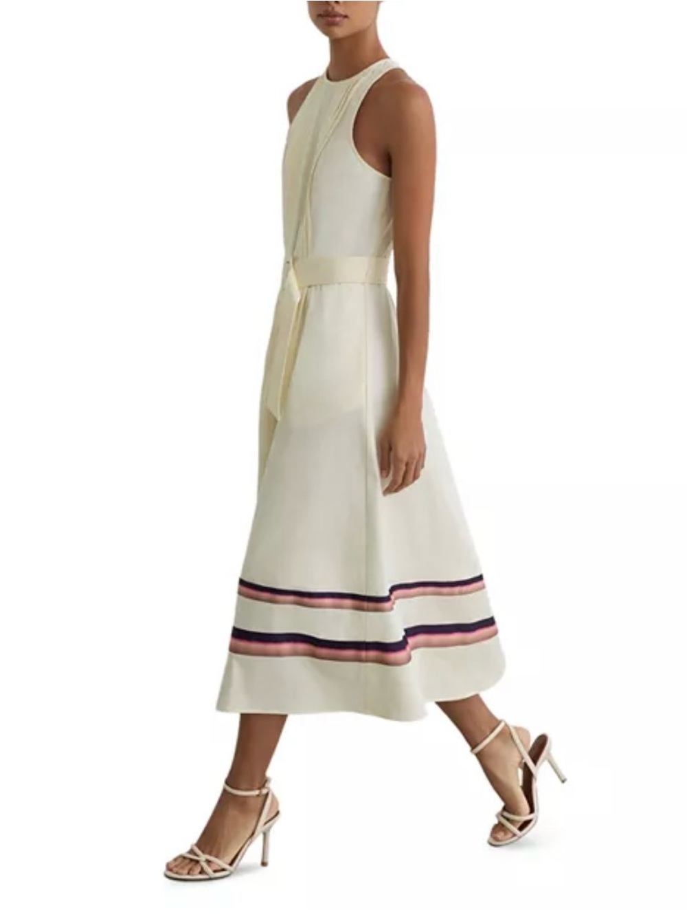 Reiss Sara Stripe Hem Midi Dress in size 4
